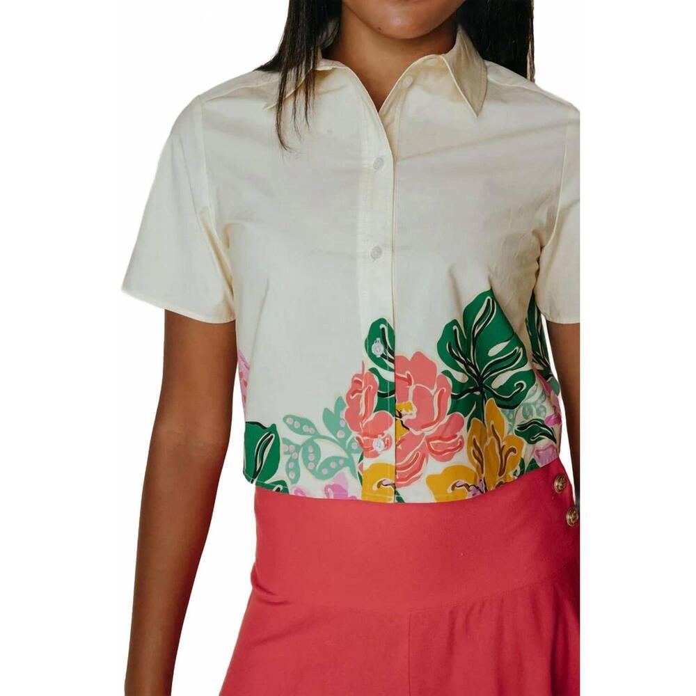 NEW LAROQUE beckett short sleeve blouse in boardwalk